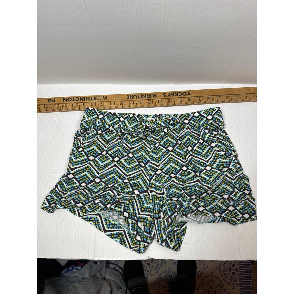 Vera Bradley Womens Stretchy Pajama Shorts Blue Brown Elastic Waist Size Small